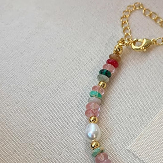 Mixed bead freshwater pearl bracelet clasp and colorful heishi discs