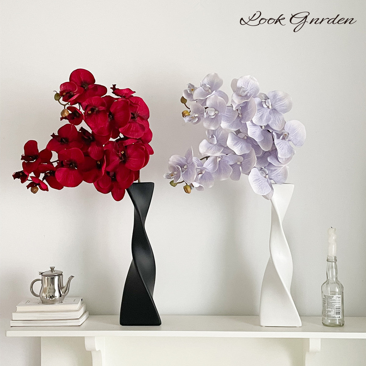 Large artificial Phalaenopsis orchid arrangement for table decor