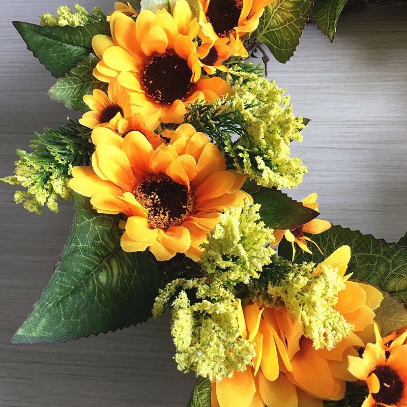 Artificial sunflower wreath product image for front door