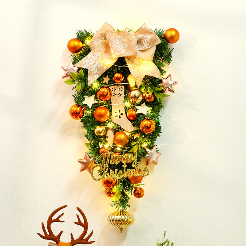 Christmas wreath and ornament set close-up detail