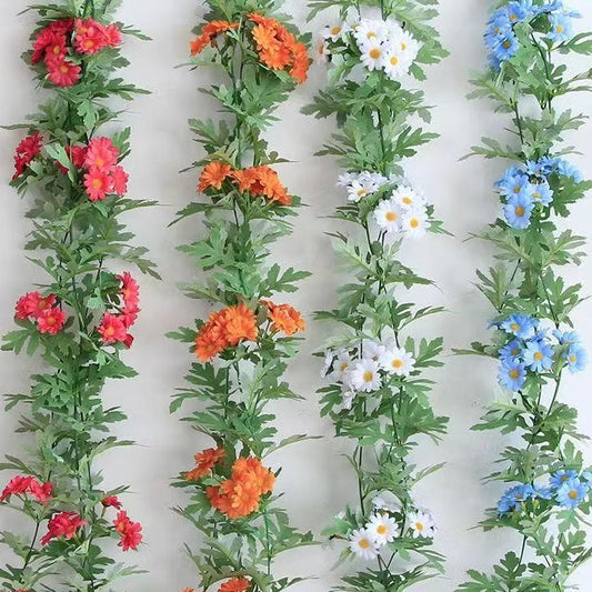 Artificial daisy and sunflower flower vine for wall decor