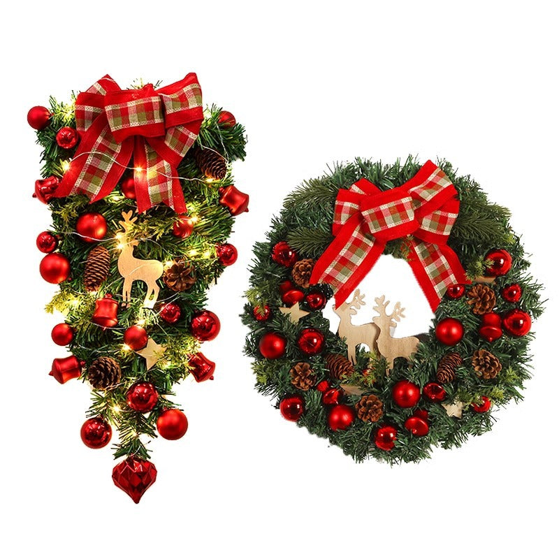 Christmas garland and wreath detail for home decoration