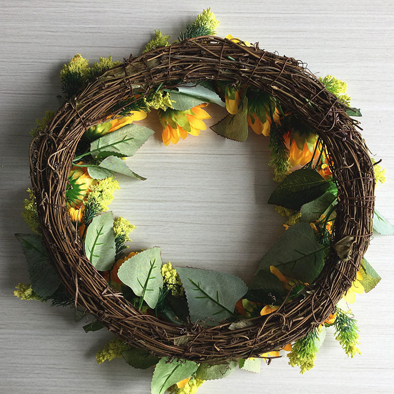 Yellow faux flower wreath for seasonal home styling