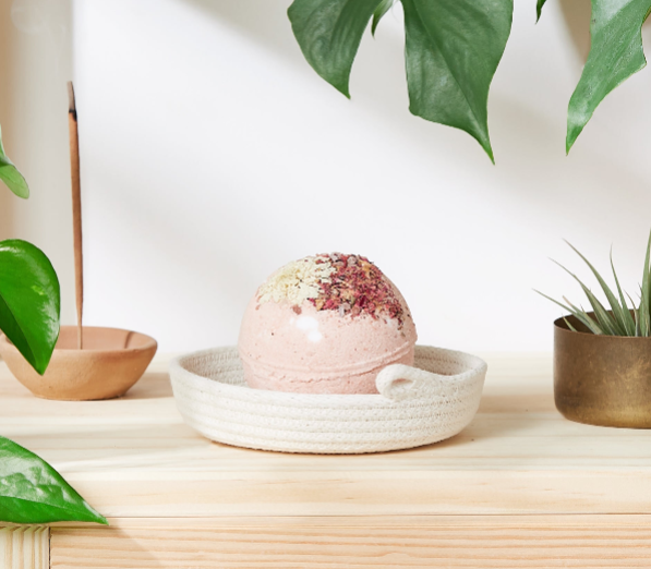 Organic Crystal Bath Bomb with Pure Essential Oils and Hidden Gemstone