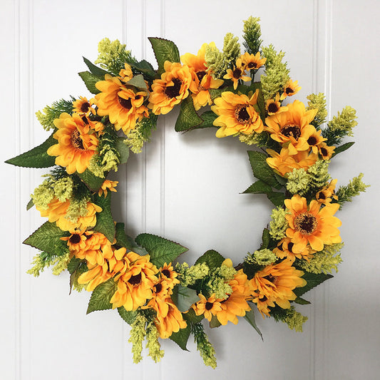 Artificial sunflower wreath for front door decor