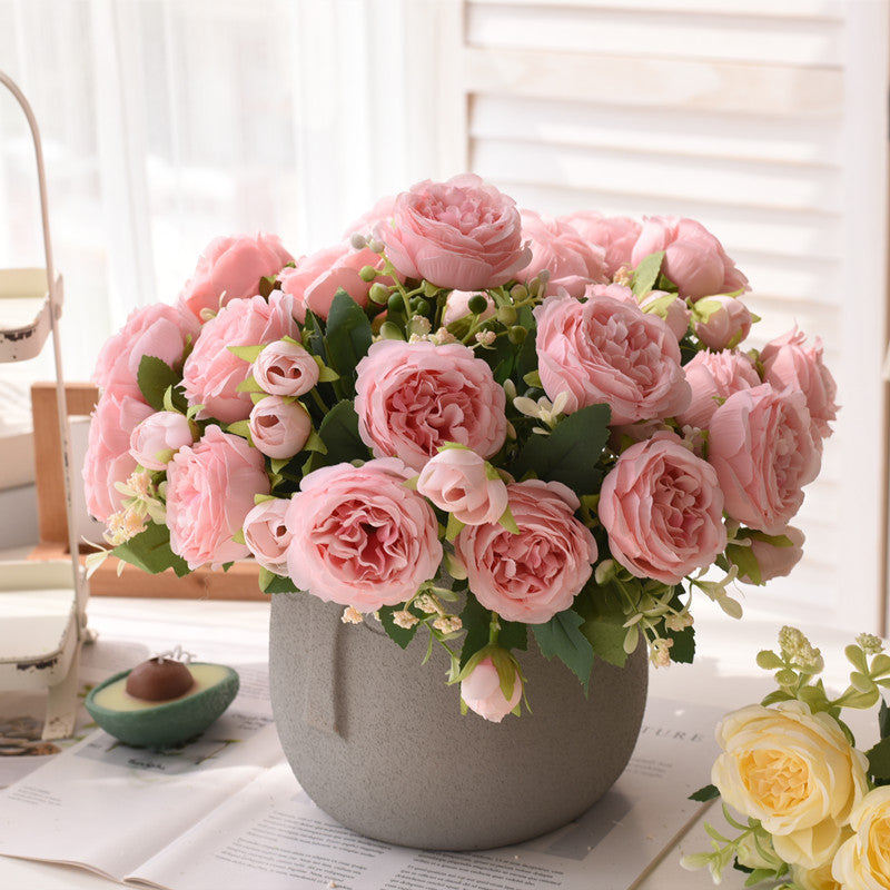 Silk Persian rose bouquet flower detail image 5