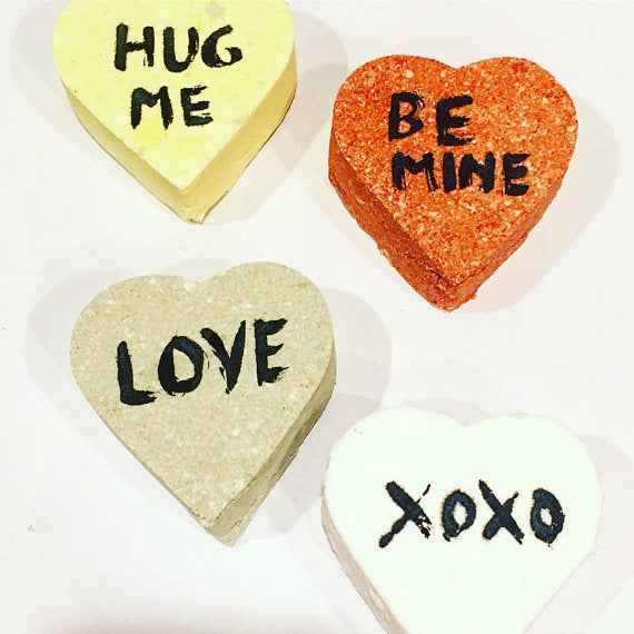 Organic Bath Bombs for Valentine's Day - Romantic Conversation Hearts for a Luxurious Soak