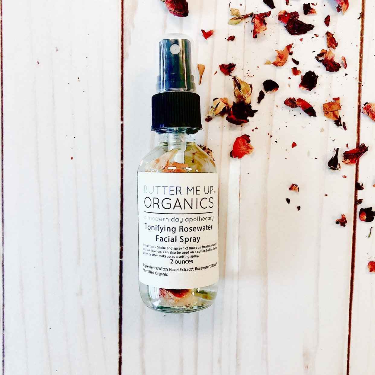 Organic Rosewater Toner - Natural Facial Mist and Makeup Setting Spray