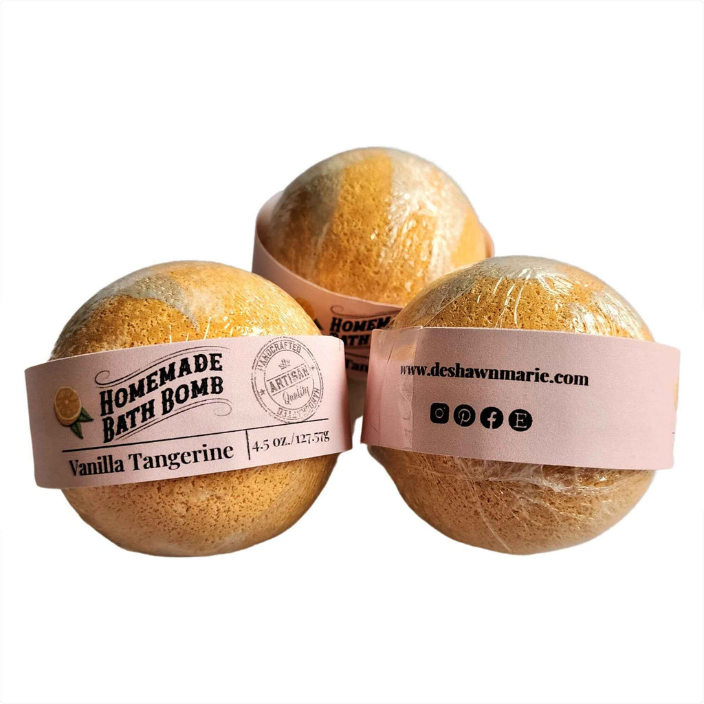 Vanilla Tangerine Bath Bomb - Vegan Bath Fizzy for Spa Relaxation