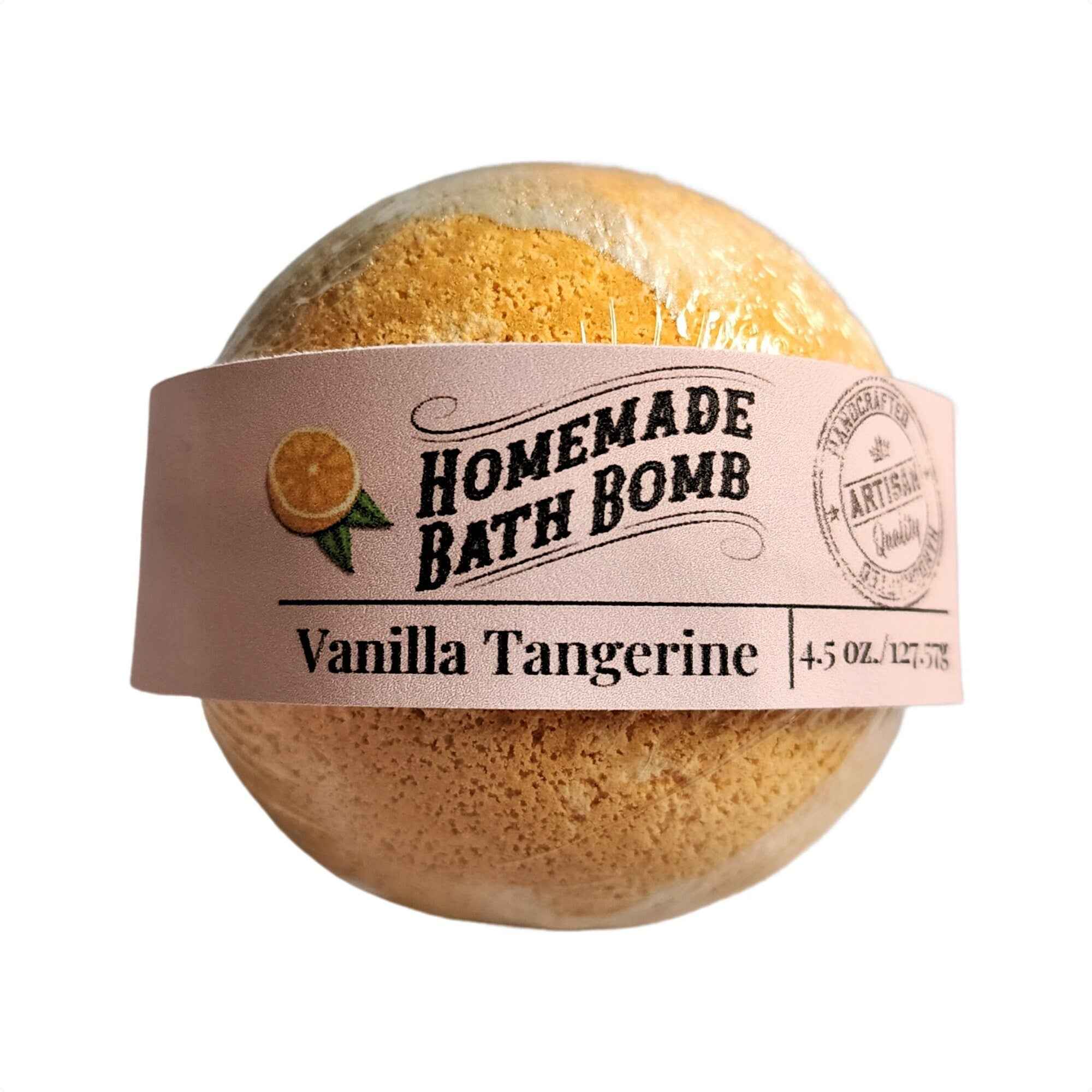 Vanilla Tangerine Bath Bomb - Vegan Bath Fizzy for Spa Relaxation