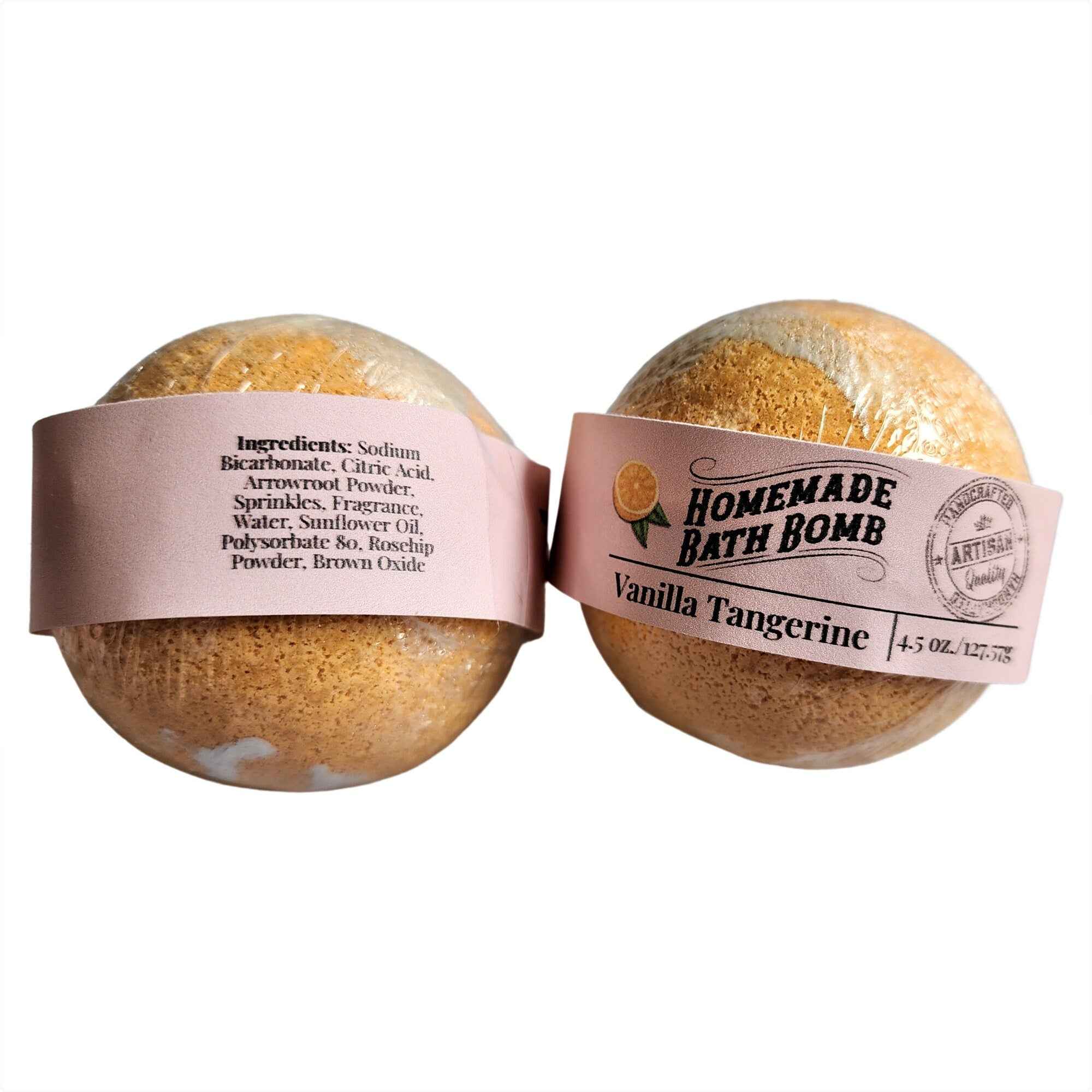 Vanilla Tangerine Bath Bomb - Vegan Bath Fizzy for Spa Relaxation